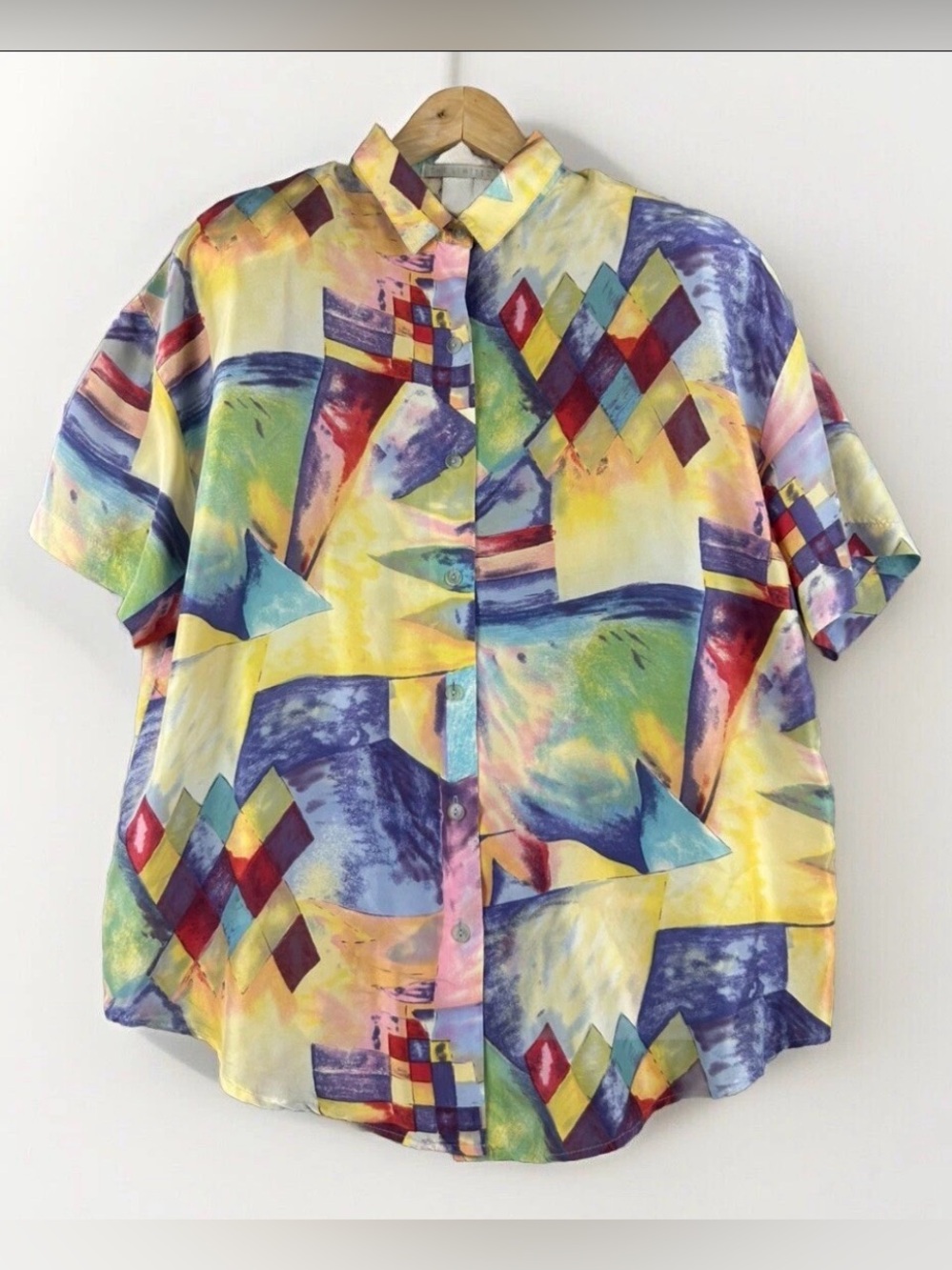 The Limited Multicolor Silk Button-Up Blouse Small